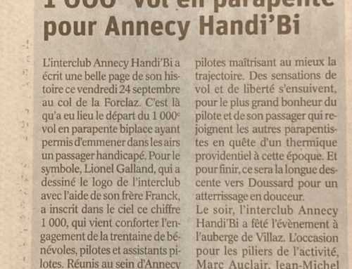 Le 1000ème vol d’Annecy Handibi !