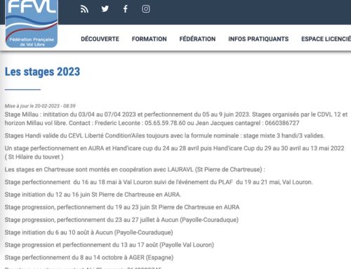 Formations et stages FFVL – Ligue – 2023