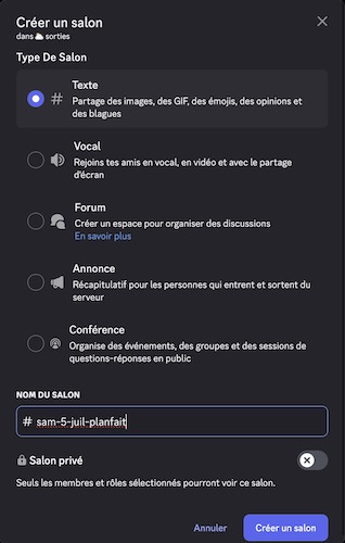 Création salon